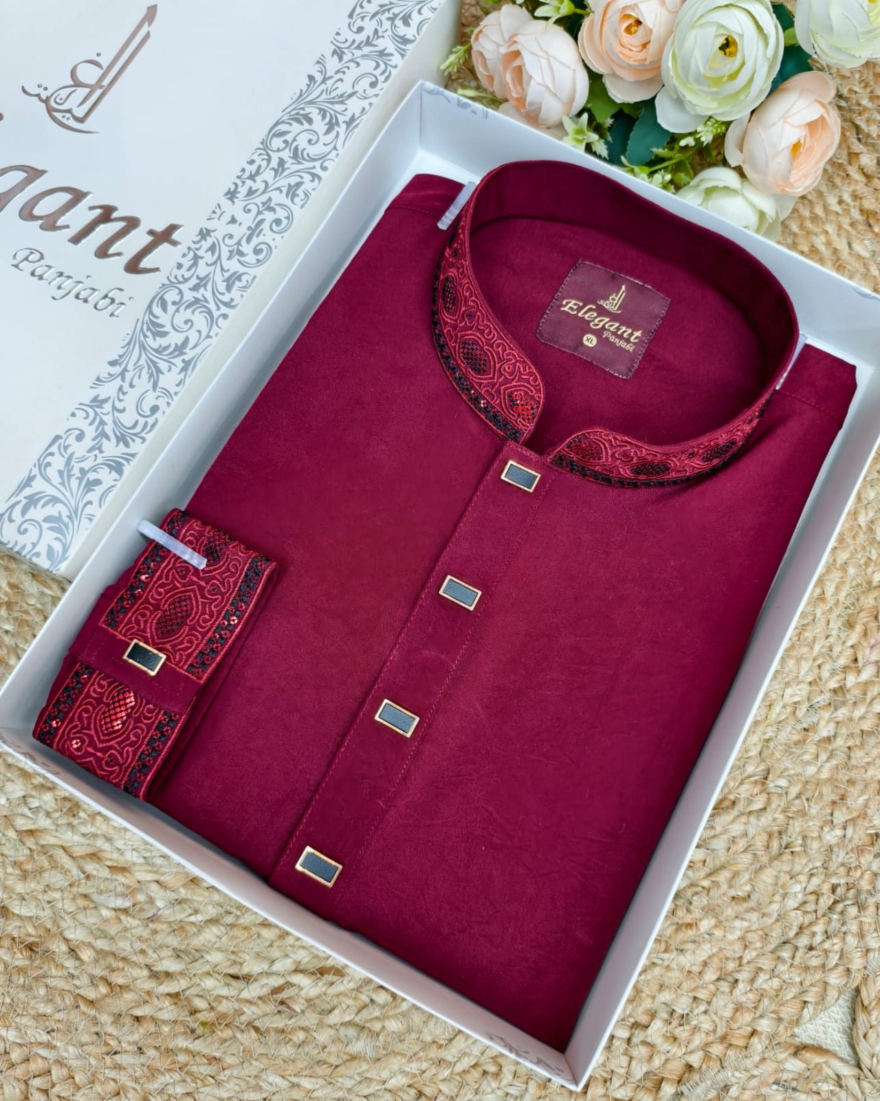 Micro Emboss Koff Sequence Panjabi – Elegant